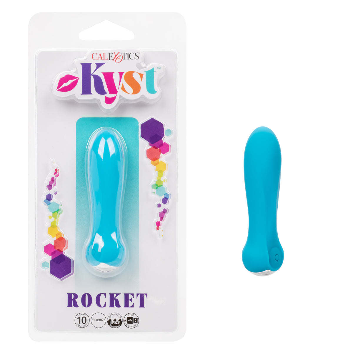 Kyst™ Rocket Compact Blue Personal Silicone Stimulator with 10 Vibration Functions and USB Rechargeable Blue Vibrators