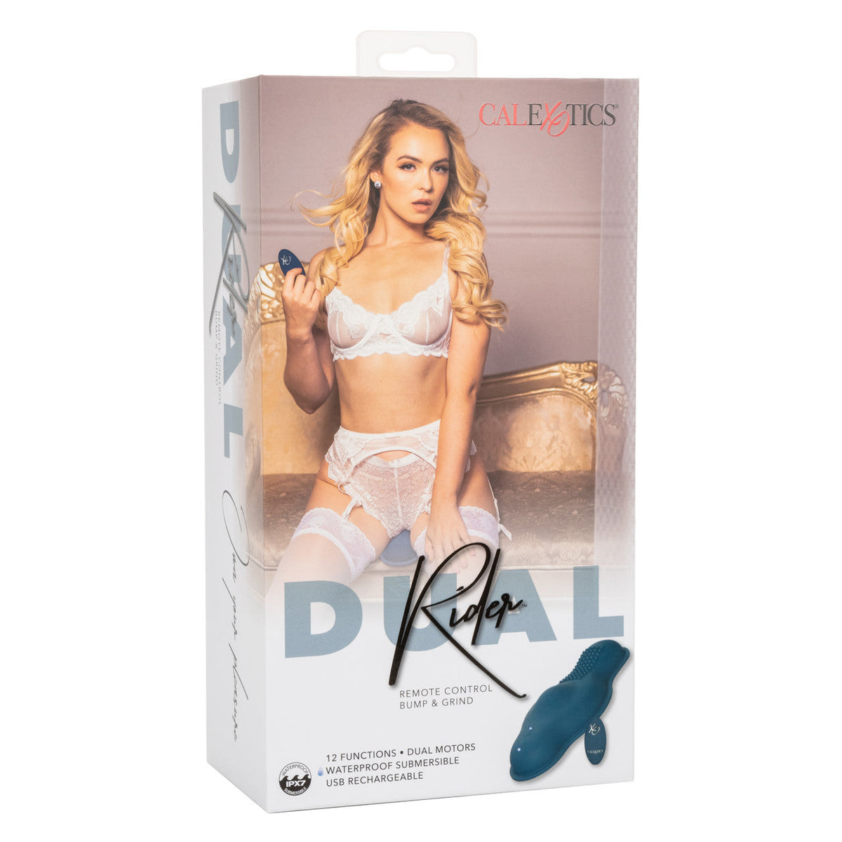 CalExotics Dual Rider Remote Control Bump and Grind Waterproof Silicone Massager with 12 Functions and Remote in Blue > Vibrators > Vibrating Pads