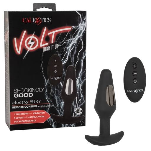 Volt Electro-Fury Remote Control Electro-Stimulation Probe Massager with 7 Vibration Functions and 5 E-Stim Levels, Black Silicone Default Title Butt Plugs - Vibrating