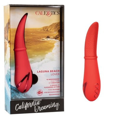 California Dreaming Laguna Beach Lover Red Silicone Vibrator with 10 Vibration Functions and Flickering Tongue Tip Default Title VIBRATORS