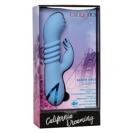 California Dreaming Santa Cruz Blue Coaster Massager with Triple Flickering Teaser and USB Rechargeable Waterproof Design Default Title VIBRATORS-RABBIT