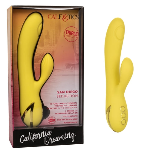California Dreaming San Diego Seduction Yellow Silicone Dual-Action Massager with Triple Motors and 10 Functions Default Title VIBRATORS-RABBIT