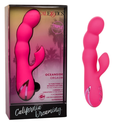 California Dreaming Oceanside Orgasm Massager with Clitoral Suction and Vibrating Functions Pink VIBRATORS-RABBIT-MULTI