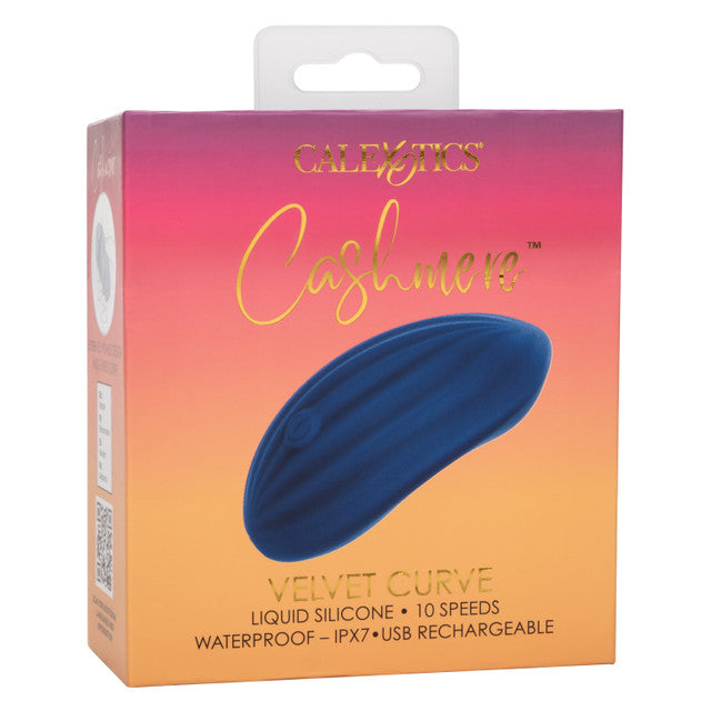 CalExotics Cashmere Velvet Curve Handheld Massager in Navy Blue with 10 Speeds, Liquid Silicone,= > Vibrators > Standard Vibrators