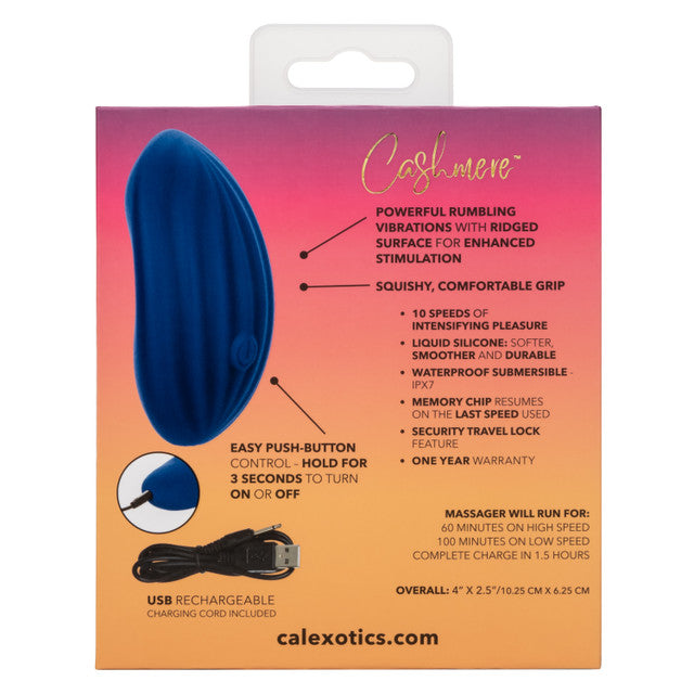 CalExotics Cashmere Velvet Curve Handheld Massager in Navy Blue with 10 Speeds, Liquid Silicone,= > Vibrators > Standard Vibrators