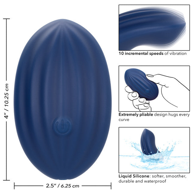 CalExotics Cashmere Velvet Curve Handheld Massager in Navy Blue with 10 Speeds, Liquid Silicone,= > Vibrators > Standard Vibrators