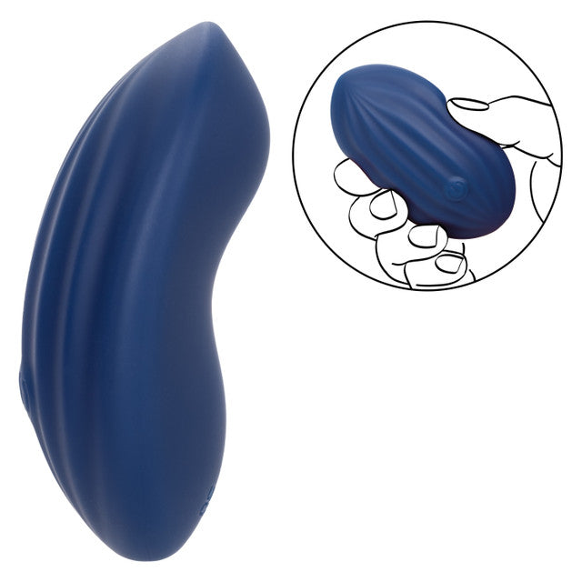 CalExotics Cashmere Velvet Curve Handheld Massager in Navy Blue with 10 Speeds, Liquid Silicone,= > Vibrators > Standard Vibrators