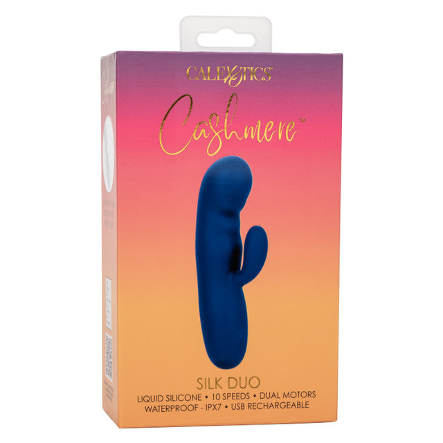 Cashmere Silk Duo Liquid Silicone Dual Motor Massager in Navy Blue with 10 Speeds and Rechargeable > Vibrators > Ladies > Rabbit