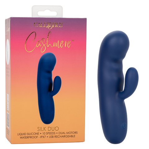 Cashmere Silk Duo Liquid Silicone Dual Motor Massager in Navy Blue with 10 Speeds and USB Rechargeable Default Title VIBRATORS-RABBIT