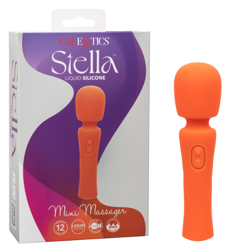 Stella Liquid Silicone Mini Massager Orange Waterproof USB Rechargeable with 12 Functions and Flexible Neck Default Title Vibrators
