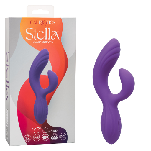 Stella Liquid Silicone Purple C Curve Dual Massager with 12 Vibration Functions and USB Rechargeable Waterproof Design Default Title VIBRATORS-RABBIT-MULTI