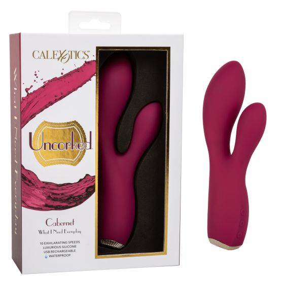Uncorked Cabernet Dual Massager in Deep Wine Red with 10 Speeds and Silicone Vibrator > Vibrators > Ladies > Rabbit