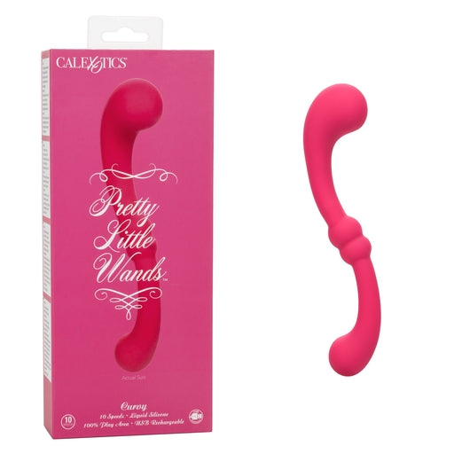 Pretty Little Wands Curvy Slim Pink Silicone Massager with 10 Vibration Speeds and Dual Ended Design Default Title Vibrators