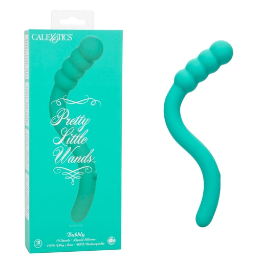 Pretty Little Wands Bubbly Slim Flexible Silicone Massager with 10 Speeds USB Rechargeable Waterproof Vibrator in Teal Default Title Vibrators