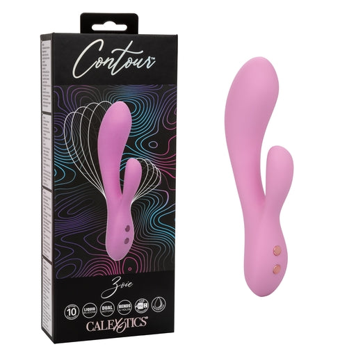 Contour Zoie Pink Flexible Dual Massager with 10 Vibration Functions and USB Rechargeable Silicone Design Default Title VIBRATORS-RABBIT