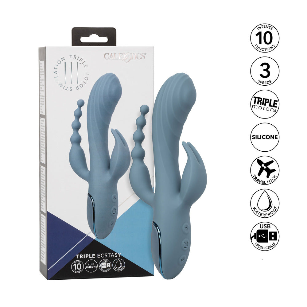 Triple Motor Vibrator Massager With Beaded Tail > Vibrators > Ladies > Rabbit Multi