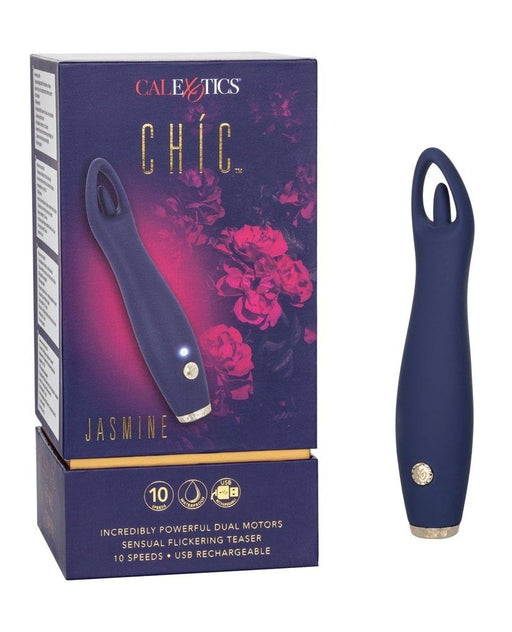 Chic Jasmine Navy Blue 6.25 Inch Dual Motor Silicone Vibrator with 10 Speeds and USB Rechargeable Default Title VIBRATORS