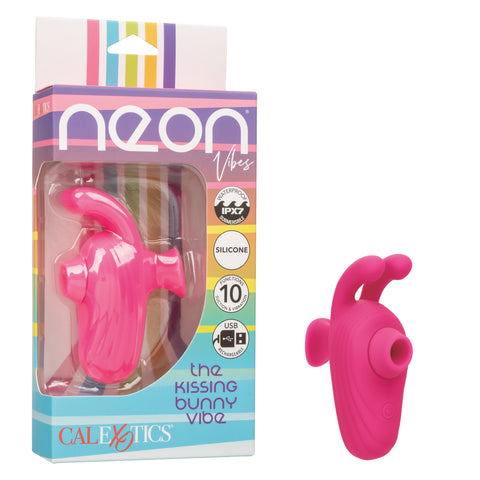 Neon Vibes The Kissing Bunny Handheld Massager Pink Finger Stimulator