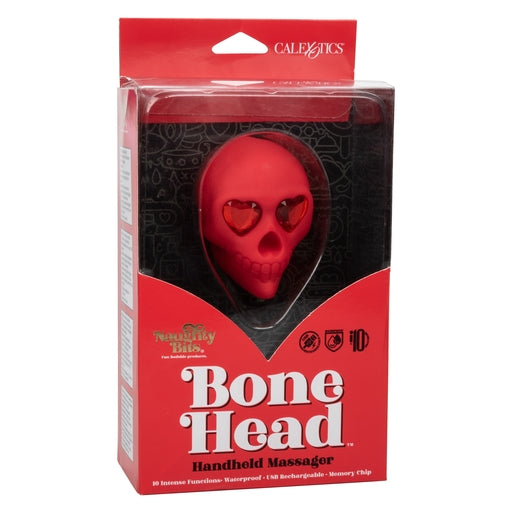 Naughty Bits Bone Head Handheld Massager Red Silicone with 10 Vibration Functions Waterproof Rechargeable Default Title Vibrators