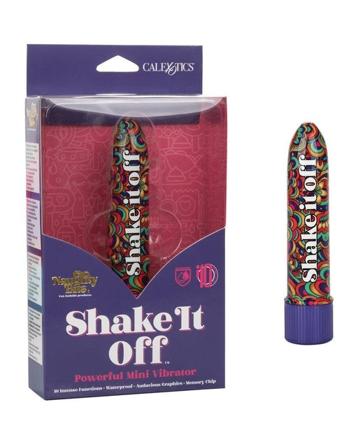 Naughty Bits Shake It Off Powerful Mini Vibrator 4.25 Inch Waterproof Colorful Design Secondary image