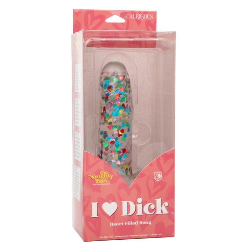 Naughty Bits I Love Dick Heart-Filled Dong 6 Inch Clear with Multicolor Heart Confetti Default Title DONGS