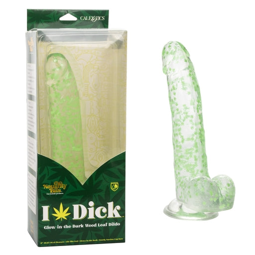 Naughty Bits I Leaf Dick Glow in the Dark Green Weed Leaf Dildo 8 Inch Default Title Dildos & Dongs