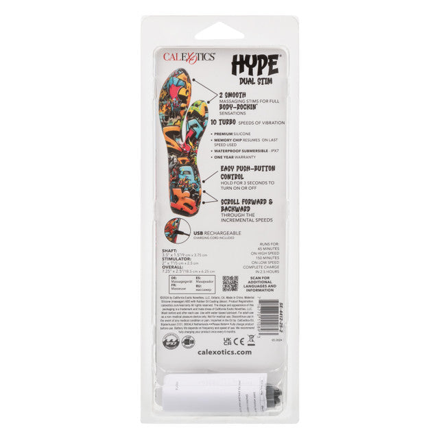 Hype Dual Stim 7.2 Inch Waterproof Silicone Graffiti Massager > Vibrators > Ladies > Rabbit