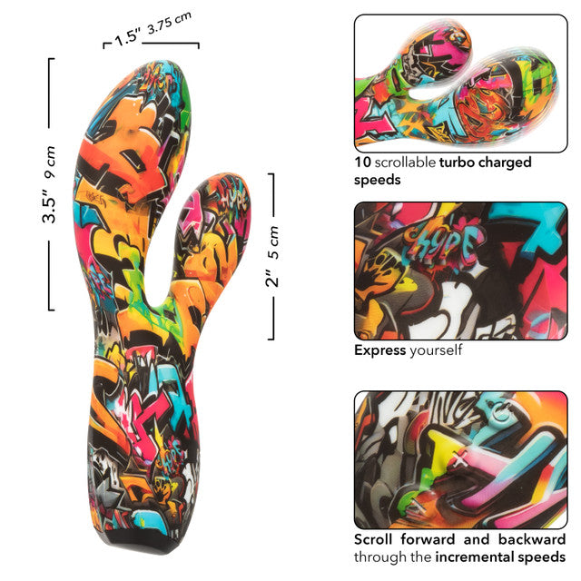 Hype Dual Stim 7.2 Inch Waterproof Silicone Graffiti Massager > Vibrators > Ladies > Rabbit