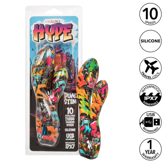 Hype Dual Stim 7.2 Inch Waterproof Silicone Graffiti Massager > Vibrators > Ladies > Rabbit