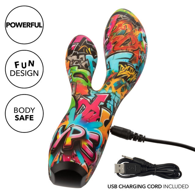 Hype Dual Stim 7.2 Inch Waterproof Silicone Graffiti Massager > Vibrators > Ladies > Rabbit
