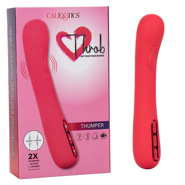 Throb Thumper Red Premium Silicone Rechargeable Massager with Dual Thumping Pads and 3-Speed Vibration Default Title Vibrators