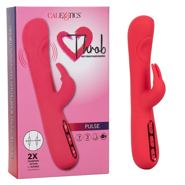 Throb Pulse Red Silicone Rabbit Vibrator with Double Thumping Action and 7 Vibration Functions Default Title VIBRATORS-RABBIT