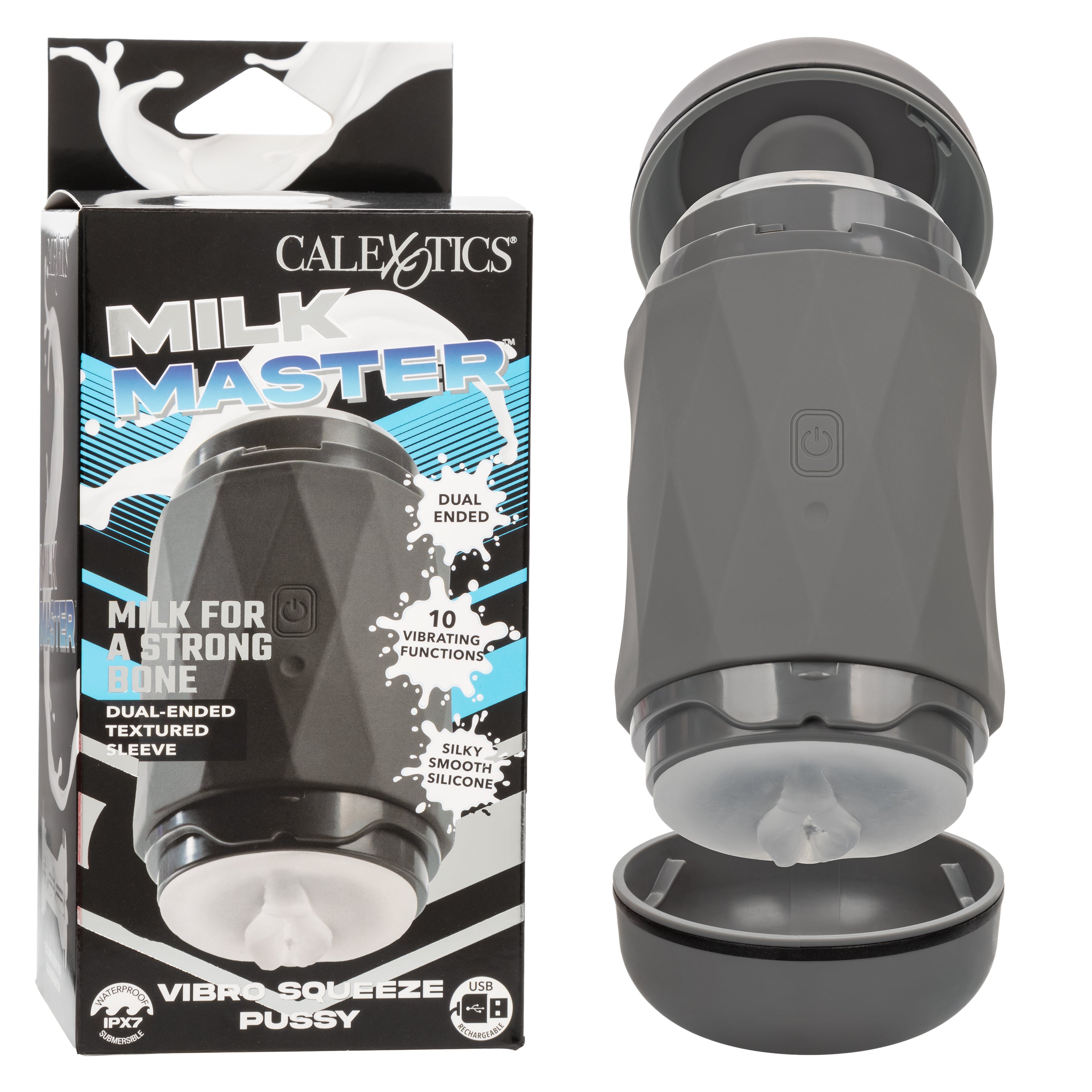 Milk Master Vibro Squeeze Pussy Stroker Dual Ended Masturbator Default Title > Sex Toys For Men > Masturbators > Vibrating