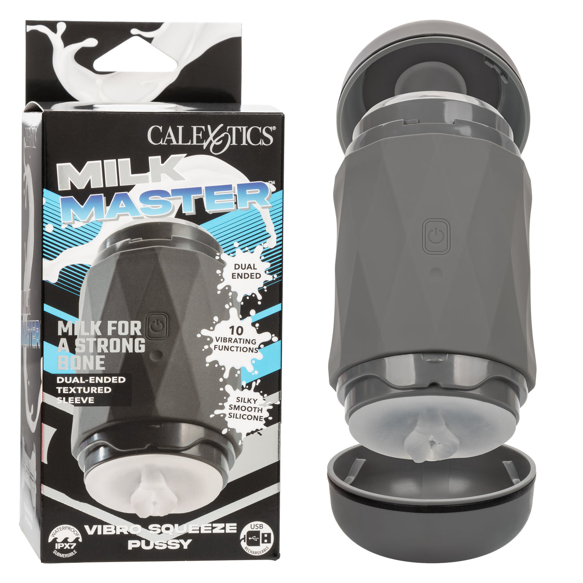 Milk Master Vibro Squeeze Pussy Stroker Dual Ended Rechargeable Masturbator Default Title Strokers - Manual