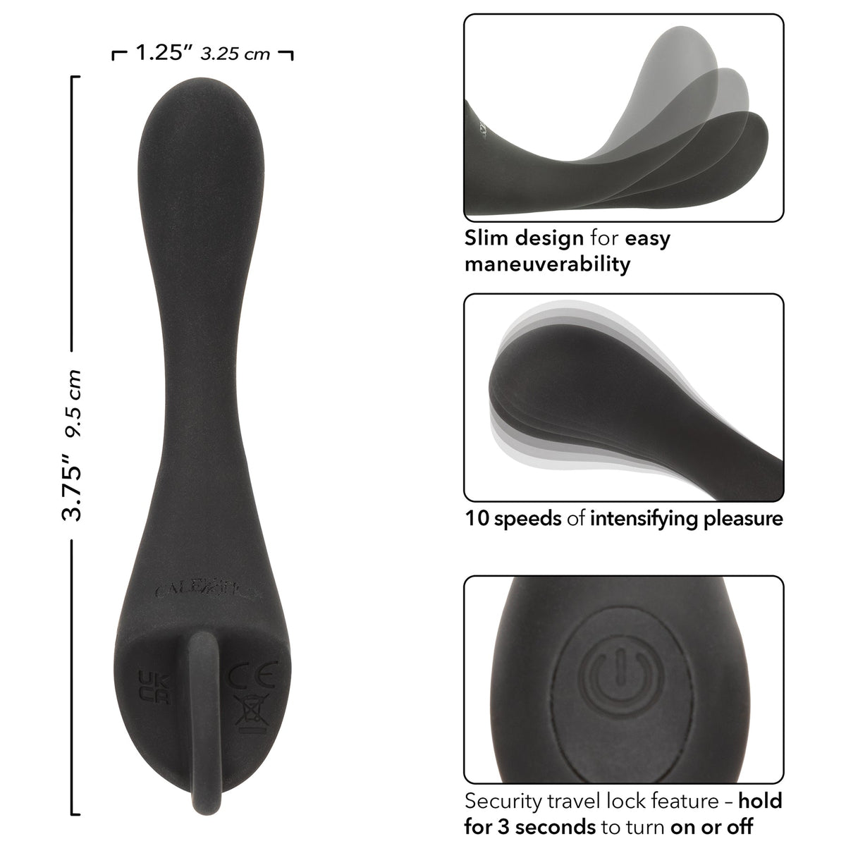 Dr. Joel Kaplan Prostate Locator Black Silicone with 10 Vibration Speeds and Charging > Anal Range > Prostate Plugs