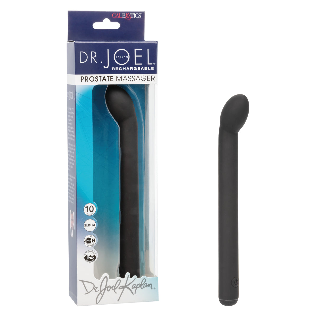 Dr. Joel Kaplan Rechargeable Black Silicone Prostate Massager with 10 Vibration Speeds and USB Charging Default Title Prostate Tools
