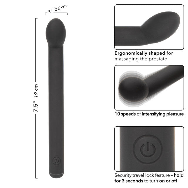 Dr. Joel Kaplan Black Silicone Prostate Massager with 10 Vibration Speeds and Charging > Anal Range > Prostate Plugs