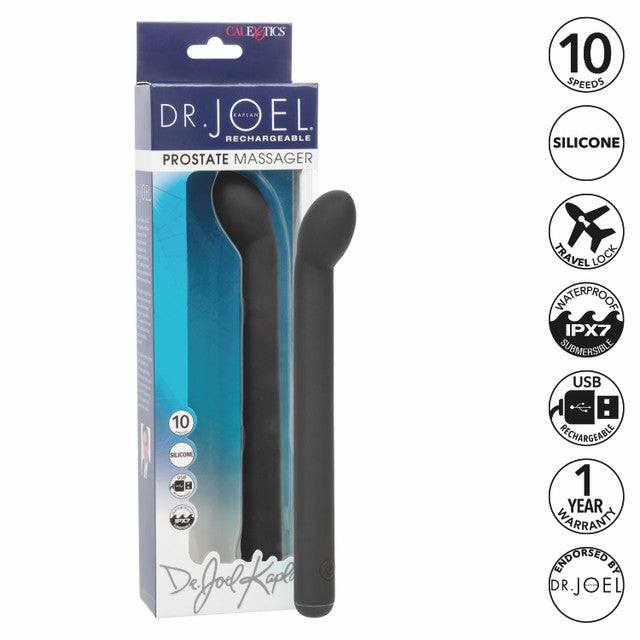 Dr. Joel Kaplan Black Silicone Prostate Massager with 10 Vibration Speeds and Charging > Anal Range > Prostate Plugs