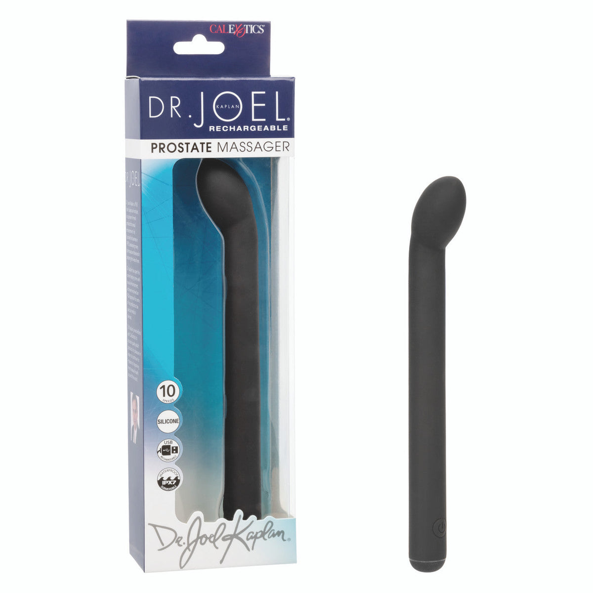 Dr. Joel Kaplan Black Silicone Prostate Massager with 10 Vibration Speeds and Charging > Anal Range > Prostate Plugs