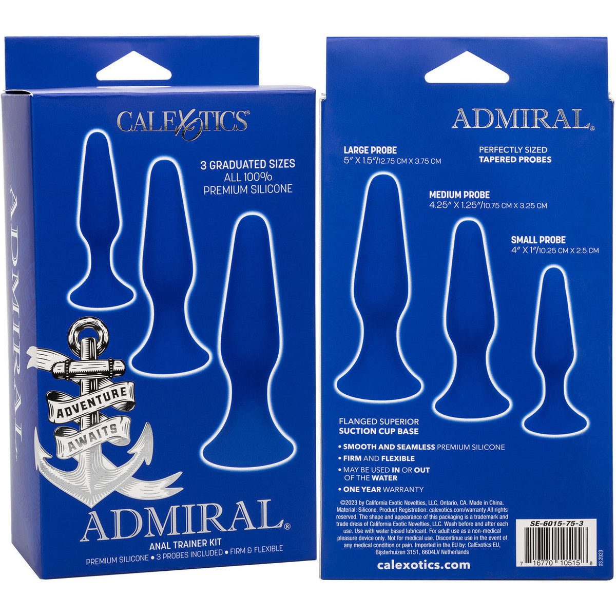 Admiral Anal Trainer Kit Set of 3 Premium Blue Silicone Probes with Graduated Sizes and Suction Cup Base > Anal Range > Butt Plug Kits