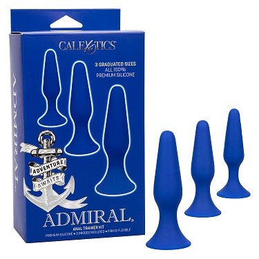 Admiral Anal Trainer Kit Set of 3 Premium Blue Silicone Probes with Graduated Sizes and Suction Cup Base Secondary image