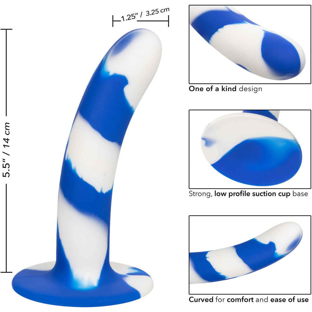 Admiral Swirl Probe Blue and White Premium Silicone 6 Inch Curved Design with Suction Cup Base > Dildos > Neutral Dildos