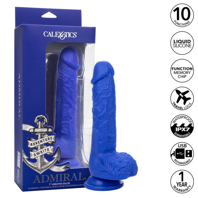 Admiral 7 Inch Vibrating Sailor Soft Liquid Silicone Dong with Suction Cup Base and Battery > Vibrators > Realistic Vibrators