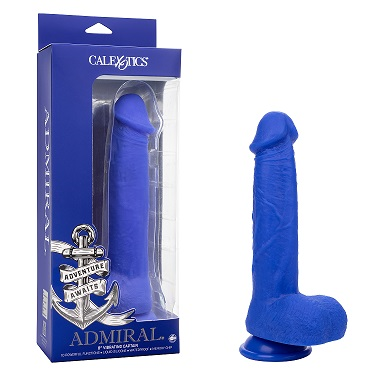 Admiral 8 Inch Vibrating Captain Blue Liquid Silicone Dong with Suction Cup and USB Rechargeable 10 Vibration Functions Default Title DONGS