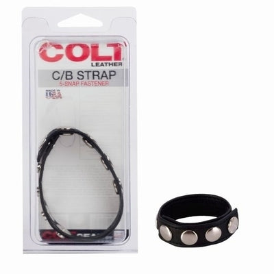 Colt Leather C/B Straps Adjustable 5 Snap Fasteners Black Cockrings