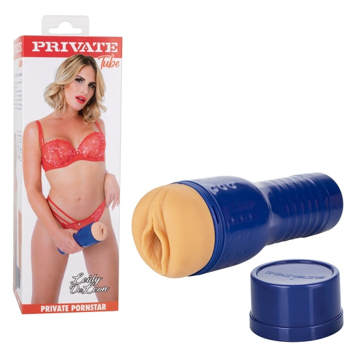 Private Tube Leidy De Leon Pussy Realistic Flesh Tone Sleeve with Blue Textured Case Default Title Strokers - Celebrity