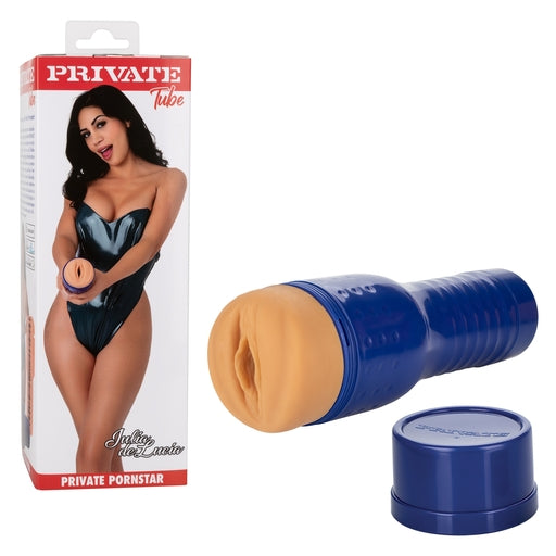 Private Tube Julia De Lucia Pussy Sleeve Ivory with Adjustable Suction and Real Skin TPR Material Default Title Strokers - Celebrity
