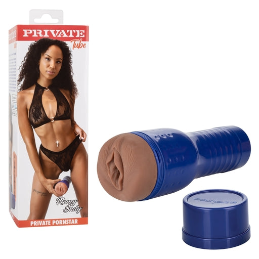 Private Tube Romy Indy Pussy Brown Compact Real Skin TPR Stroker with Adjustable Suction Default Title Strokers - Celebrity