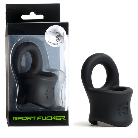 Sport Fucker Baller Ring - Cock Ring and Ball Stretcher - Black Black COCK RINGS Sling