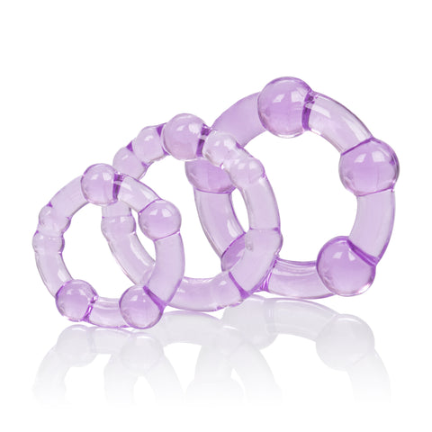 CalExotics Island Rings Purple Stretchy Cock Rings Set with Small Medium and Large Sizes COCK RING Set